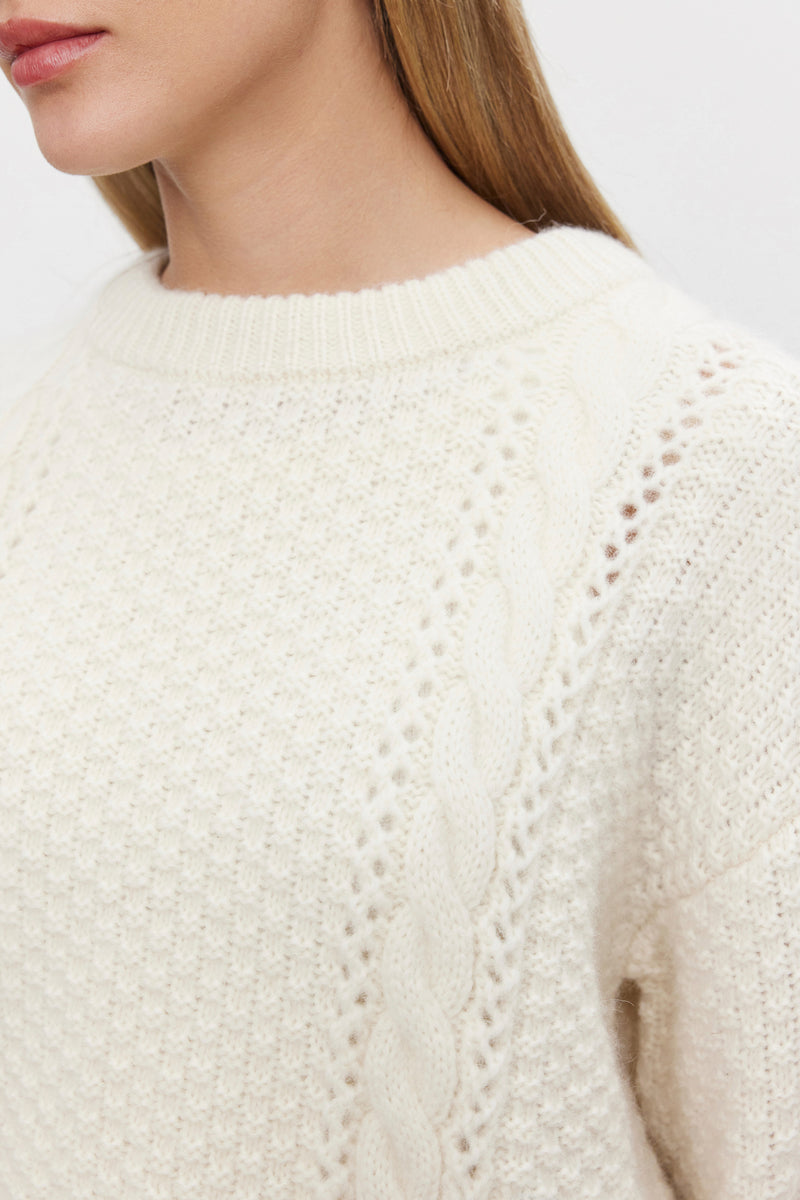 Velvet - Marley - Baby Alpaca Light Pullover Sweater in Milk