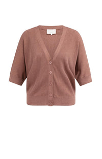YAYA - Batwing Short Sleeve Cardigan in Burlwood Pink Melange