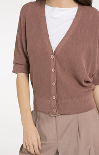 YAYA - Batwing Short Sleeve Cardigan in Burlwood Pink Melange