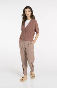 YAYA - Batwing Short Sleeve Cardigan in Burlwood Pink Melange