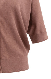 YAYA - Batwing Short Sleeve Cardigan in Burlwood Pink Melange