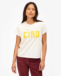 Clare V. - Classic Tee - Block Ciao in Marigold/Cream