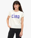 Clare V. - Classic Tee - Block Ciao in Purple/Cream