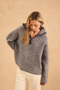 John + Jenn - Dominic Pullover in Inky Herringbone