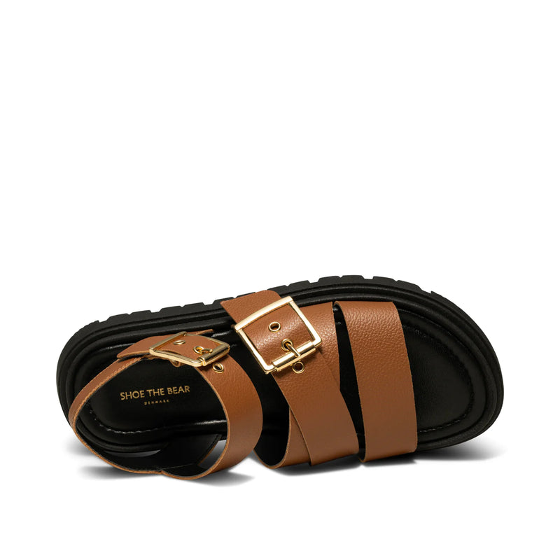 Shoe The Bear - Rebecca Buckle Leather Sandal in Cognac