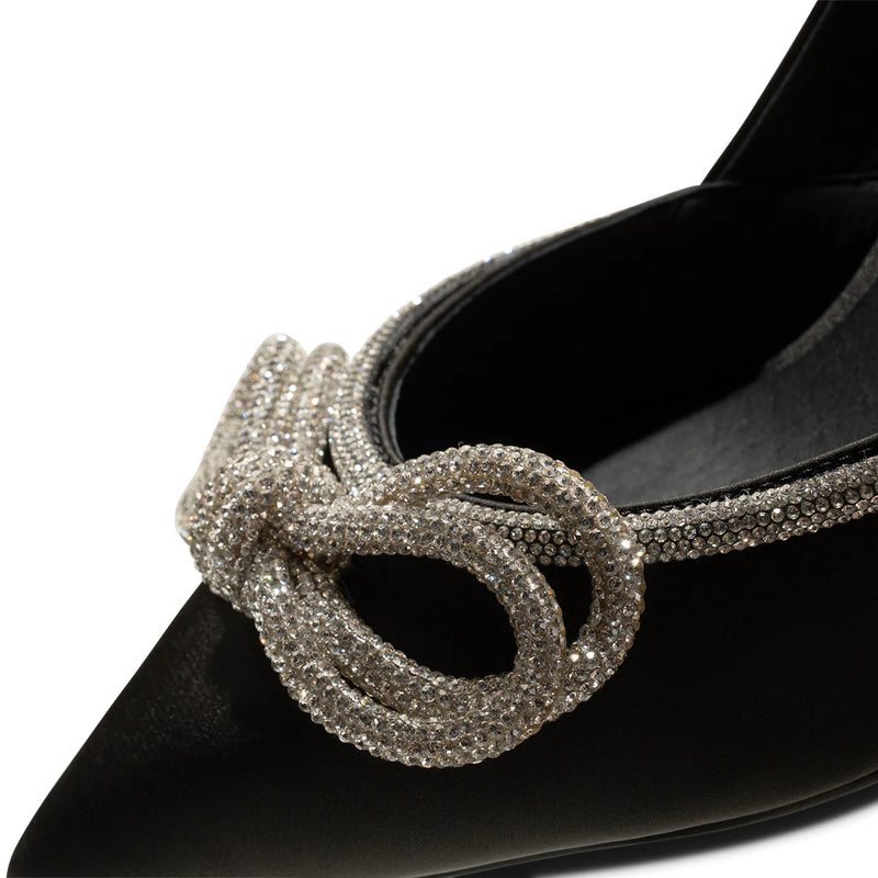 Shoe The Bear - Harper Bow Satin Heel in Black