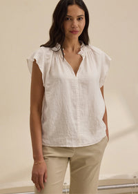 Velvet - Semira - Woven Linen Top in Chalk