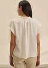 Velvet - Semira - Woven Linen Top in Chalk