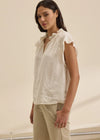 Velvet - Semira - Woven Linen Top in Chalk