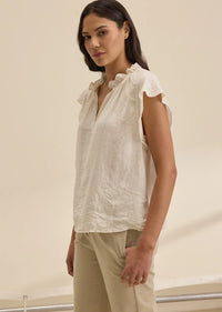 Velvet - Semira - Woven Linen Top in Chalk