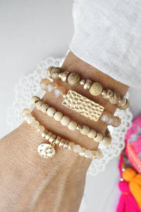 PennyLine inc. - 4 Piece Beaded Bracelet with Coin