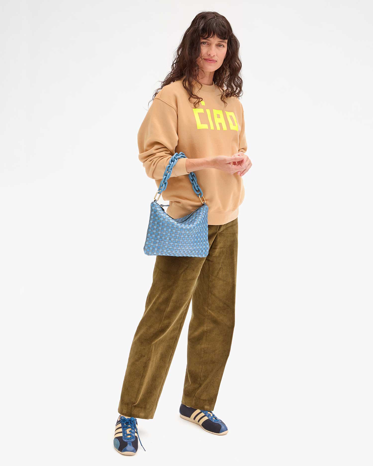 Clare V. - Le Drop Sweatshirt in Sand w/ Neon Yellow Ciao
