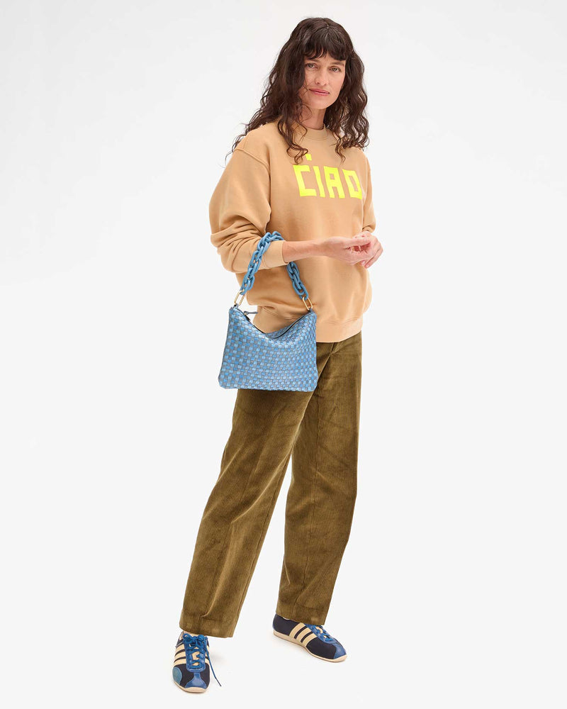 Clare V. - Le Drop Sweatshirt in Sand w/ Neon Yellow Ciao