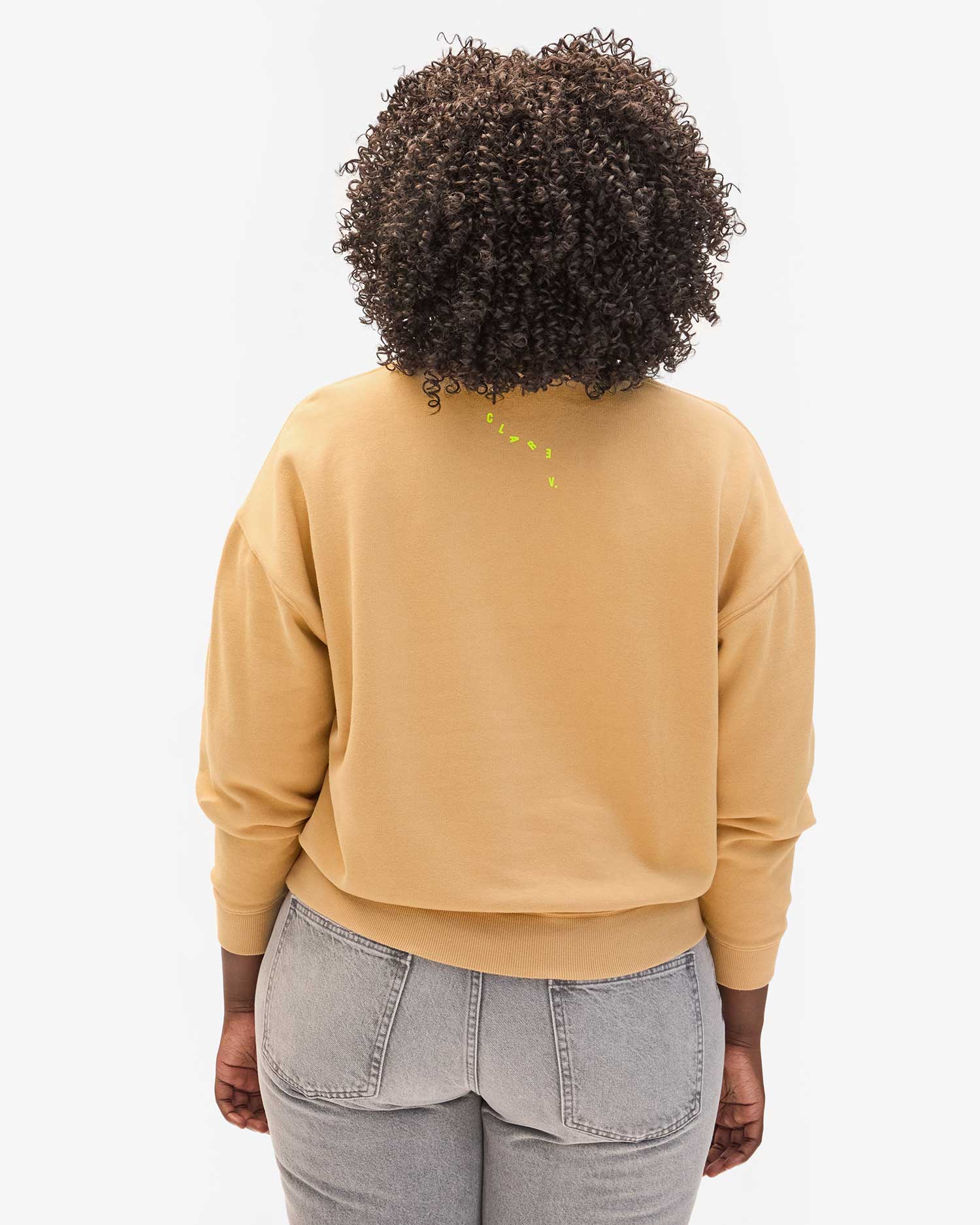 Clare V. - Le Drop Sweatshirt in Sand w/ Neon Yellow Ciao
