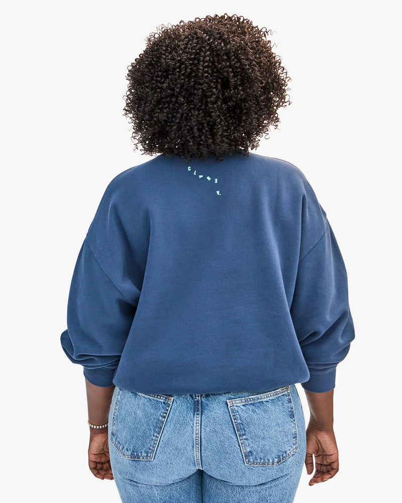 Clare V. - Oversized Grand Block Ciao Sweatshirt in Navy