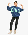 Clare V. - Oversized Grand Block Ciao Sweatshirt in Navy