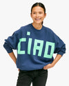 Clare V. - Oversized Grand Block Ciao Sweatshirt in Navy