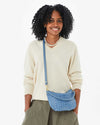 Clare V. - Petit Moyen Messenger in Light Blue Woven Checker