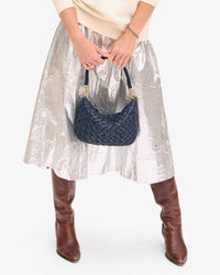 Clare V. - Petit Moyen Messenger in Bright Navy Puffy Woven