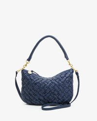 Clare V. - Petit Moyen Messenger in Bright Navy Puffy Woven