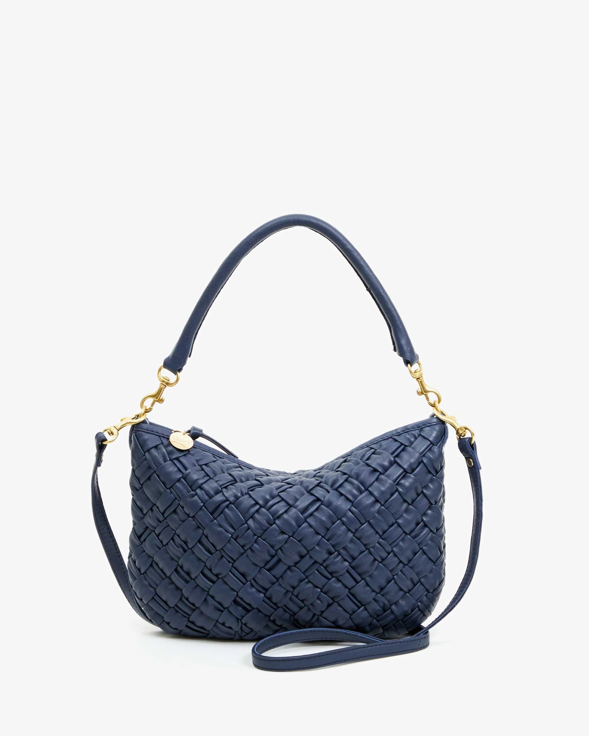 Clare V. - Petit Moyen Messenger in Bright Navy Puffy Woven