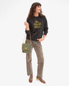 Clare V. - Ramya Metallic Crochet in Navy/Green