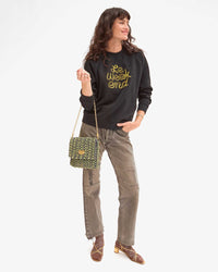 Clare V. - Ramya Metallic Crochet in Navy/Green