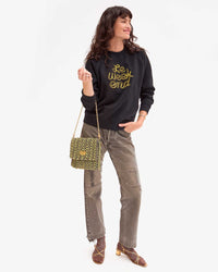 Clare V. - Embroidere Le Weekend Sweatshirt in Marigold/Black
