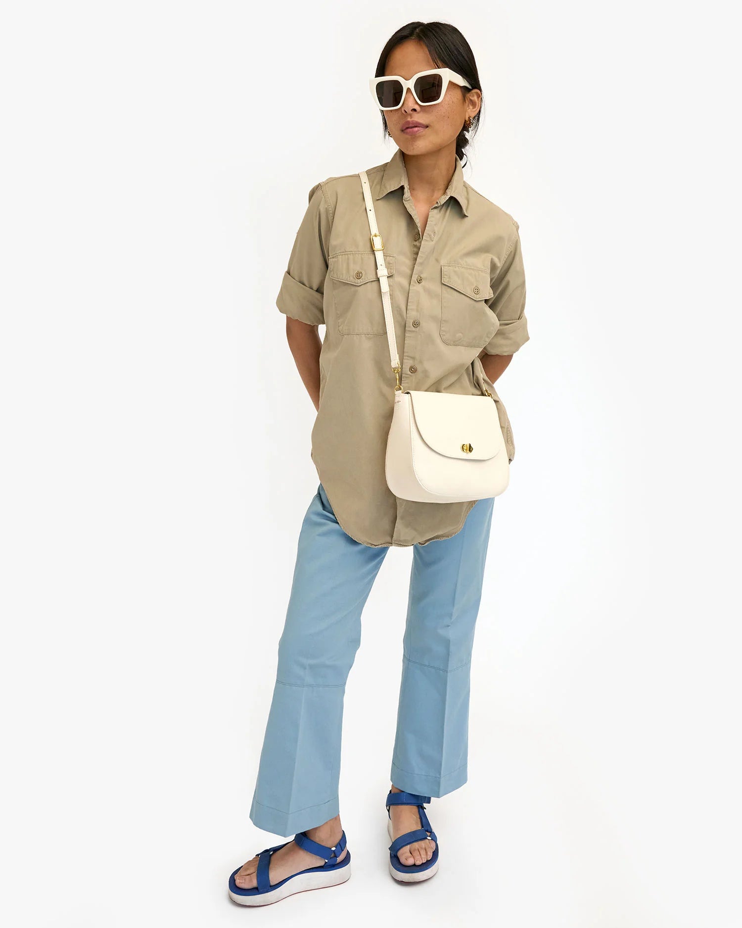 Clare V. - Turnlock Louis in Cream