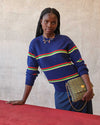 Clare V. - Ramya Metallic Crochet in Navy/Green