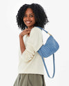 Clare V. - Petit Moyen Messenger in Light Blue Woven Checker