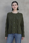 Velvet - Beachwood - Wool Blend Cable Knit Cardigan in Forest