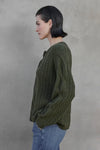 Velvet - Beachwood - Wool Blend Cable Knit Cardigan in Forest