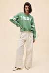DAYDREAMER - Ziggy Stardust Varsity Sweatshirt in Stone Green
