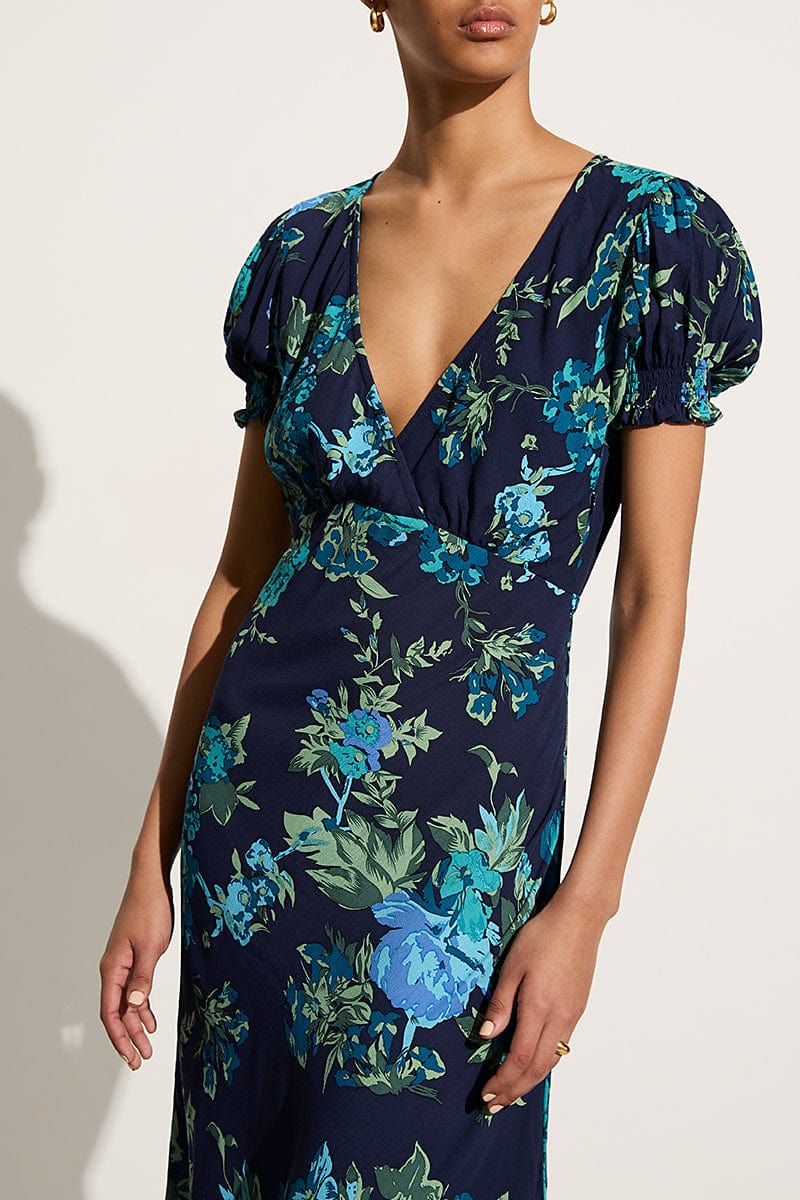 Faithfull the brand blue floral dress cheap