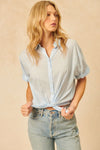 John + Jenn - Shay - Rolled Sleeve Shirt in Clear Sky
