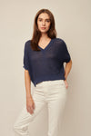 LINE Knitwear - Piper - Short Sleeve Knit V-Neck Pullover