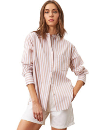 Line - Maeve - Striped Button-up Shirt in Sepia Parasol