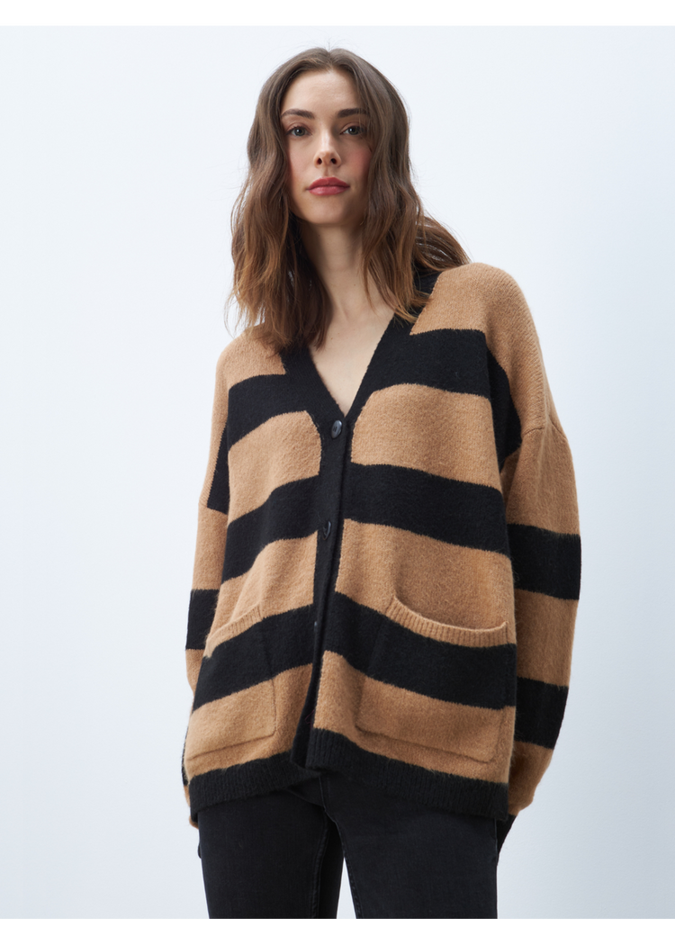 Line - Phillie - Relaxed Cardigan in Walnut Stripe