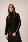 LINE Knitwear - Trinity Stitch Ribbed Turtleneck Sweater in Nightfall Raven