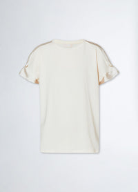 Liu Jo - T-Shirt with Pearls in Naturale