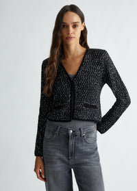 Liu Jo - Knit Sequins Cardigan in Black/Silver