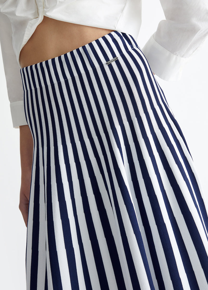 Liu Jo - Striped Knit Skirt in Mistery Blue