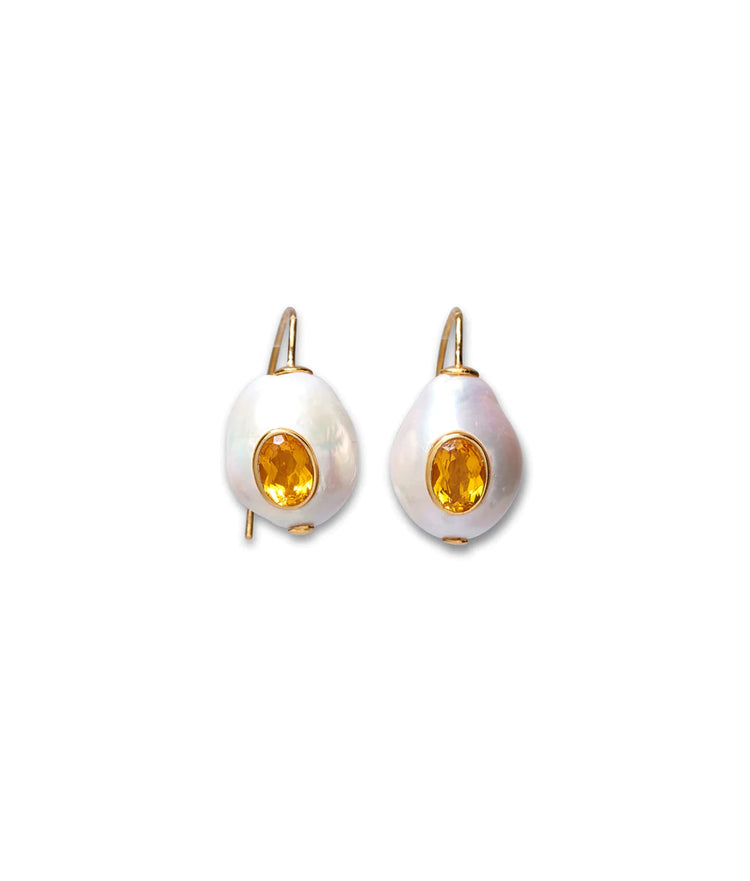 Lizzie Fortunato - Pearl Pablo Earrings in Citrine