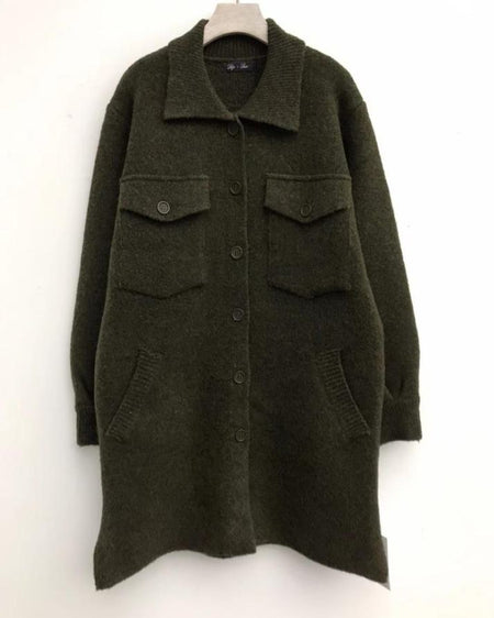 Lyla & Luxe - Stanley - Eco Coat with Front Pockets in Dark Green