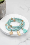 PennyLine inc. - Beaded Bracelet Stack with Tassel and Coin