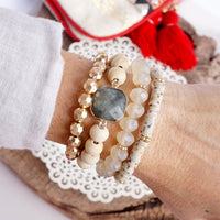 PennyLine inc. - Boho Beaded Bracelet Set with Labradorite