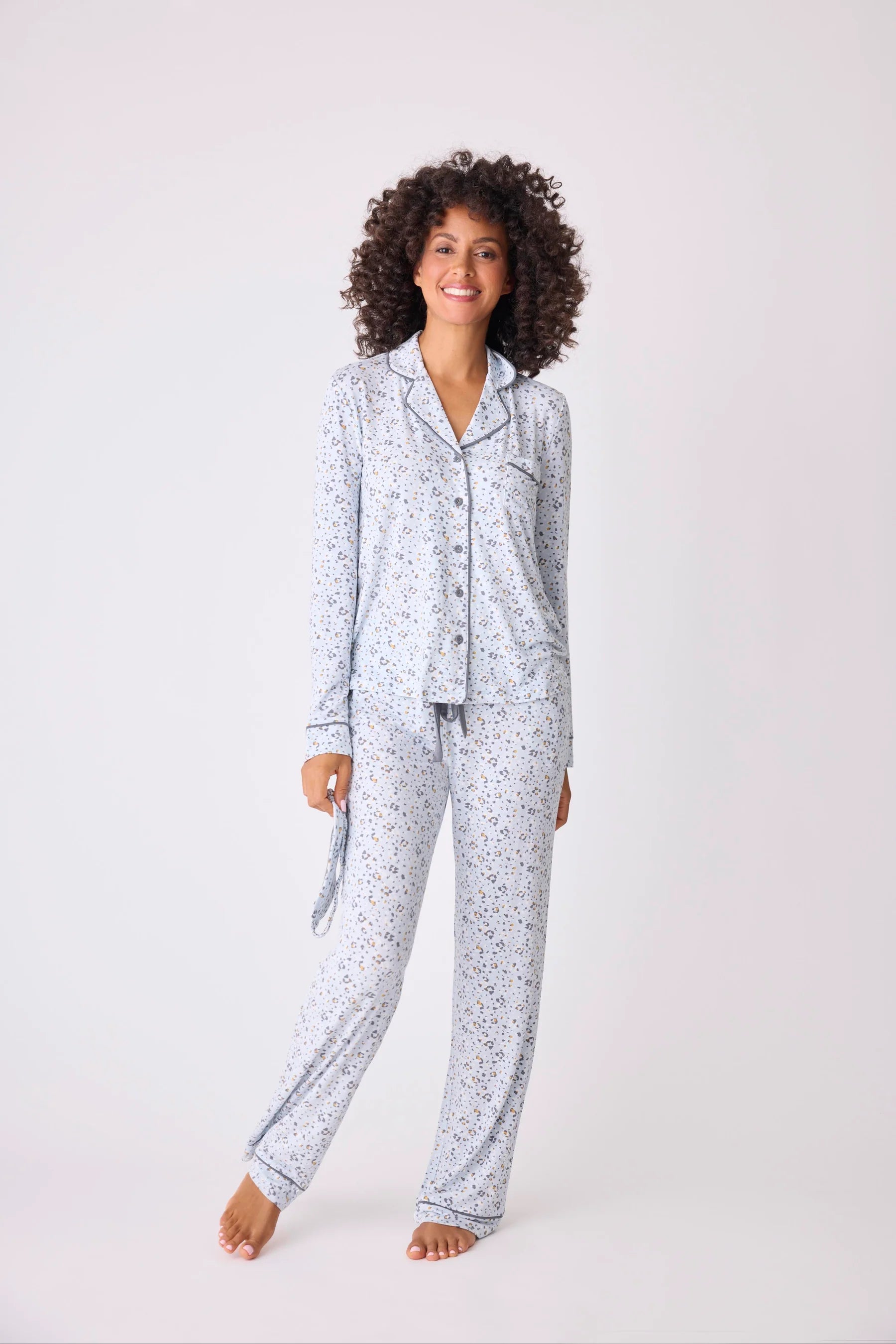 P.J. Salvage - Wild Dreams Modal Floral Leopard PJ Set in Blue Air
