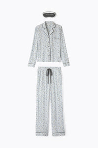 P.J. Salvage - Wild Dreams Modal Floral Leopard PJ Set in Blue Air