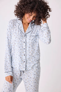 P.J. Salvage - Wild Dreams Modal Floral Leopard PJ Set in Blue Air